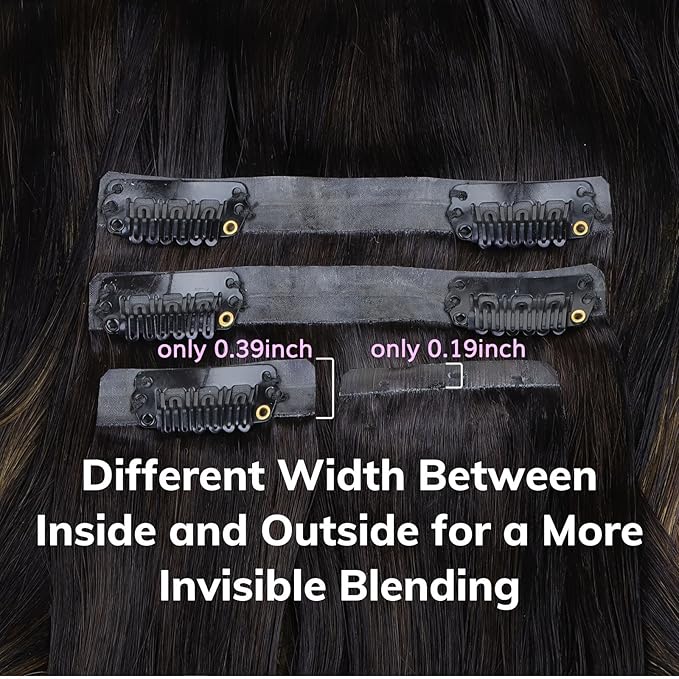 IDN BEAUTY Seamless Clip In Hair Extensions Human Hair Body Wave 130g 1B/6/1B Balayage Natural Black to Chestnut Brown Remy Hair Seamless Clip Ins For Black Women PU Invisible Edge 18 Inch 9pcs