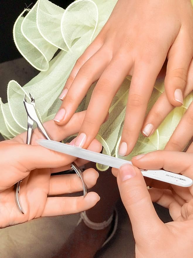 GERMANIKURE Glass Nail File in Suede Sleeve - Hug The Dog - Professional Crystal Nail File for Natural Nails - Ideal Manicure & Pedicure Tool for Smooth, Easy Shaping - Nail Care Gift