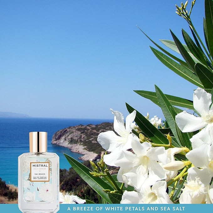 Mistral Vai Beach Eau de Parfum – Floral Woody Perfume for Women with Jasmine, Orange Blossom & Sandalwood | Paraben-Free, Long Lasting French Luxury Fragrance Spray, Women's Fragrances | 1.7 fl oz