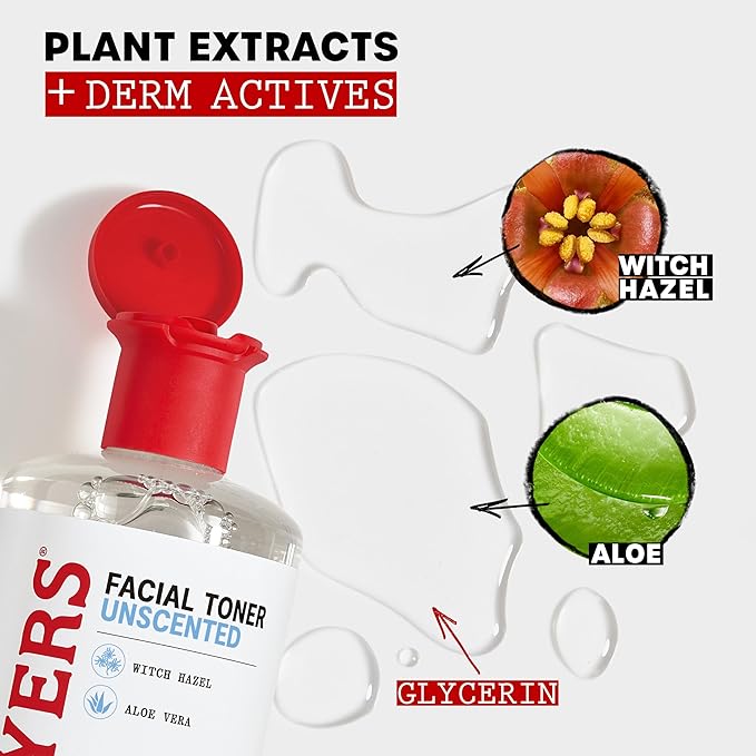 THAYERS Alcohol-Free, Hydrating, Unscented Witch Hazel Facial Toner with Aloe Vera Formula, Vegan, Dermatologist Tested and Recommended, 12 Oz (Packaging May Vary)