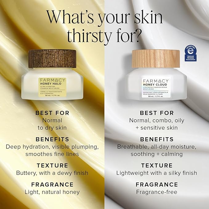 Farmacy Honey Cloud Lightweight Face Moisturizer - Silky & Hydrating Face Lotion Infused with Hyaluronic Acid, Peptides & Chamomile - Soothing Daily Facial Moisturizer for Sensitive Skin (50ml)