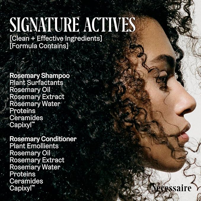 Nécessaire Rosemary Hair Duo | Multi-Protien Strengthening Shampoo + Conditioner For Thinning Hair. For Women + Men. Good For All Hair Types/Textures. Free Of Sulfates. Color-Safe. 250 ml / 8.4 oz