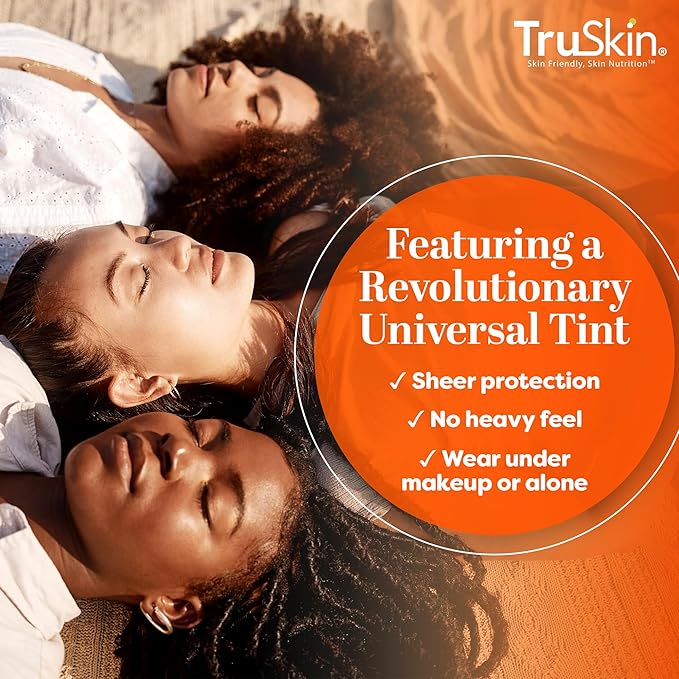 TruSkin Sunscreen Serum for Face – SPF 30 Universal Tinted Mineral Sunscreen Face Serum – Lightweight Transparent Finish – Zinc Oxide, Vitamin C, Hyaluronic Acid, Ceramides, All Skin Types, 1 fl oz