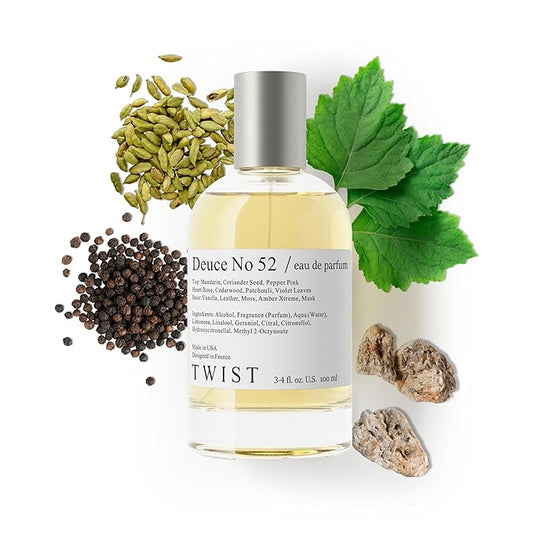 Twist - Deuce No. 52 - Eau De Parfum Inspired by Tuxedo Vest, Long-Lasting Perfume for Women & Men, Paraben Free, Vegan, Clean Ingredients, Unisex Fragrance - Spray 100 ml | 3.4 fl. oz.
