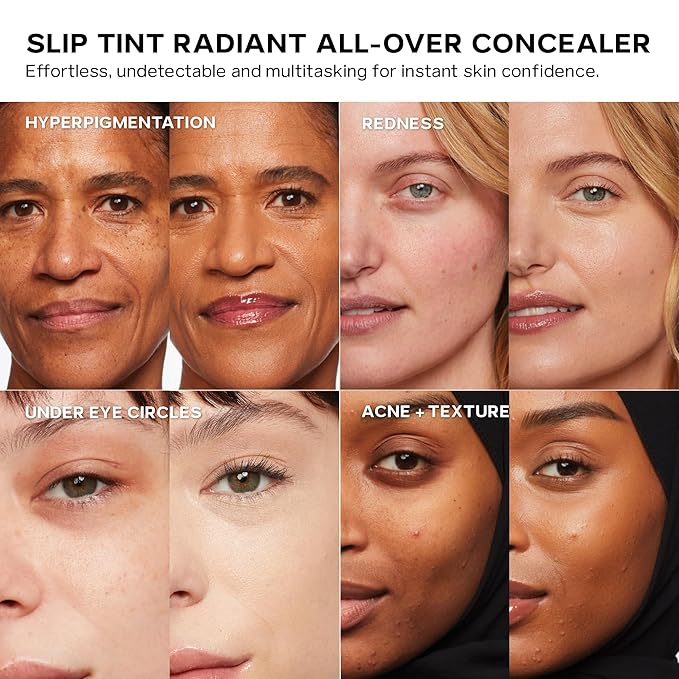 Saie Slip Tint Radiant Cream Concealer & All-Over Face Makeup - Concealer for Dark Circles, Redness & Blemishes - Lightweight Makeup Made with Hydrating Hyaluronic Acid - Shade 22 (0.17 oz)