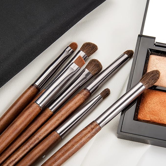 Natural Pony Hair Eye Shadow Brush Set, Small Eyeshadow Brushes Set, Eye Makeup Brushes Set Professional, Small Nose Contour Brush, Angled Eyeshadow Brush, Eyeshadow Blending Brushes