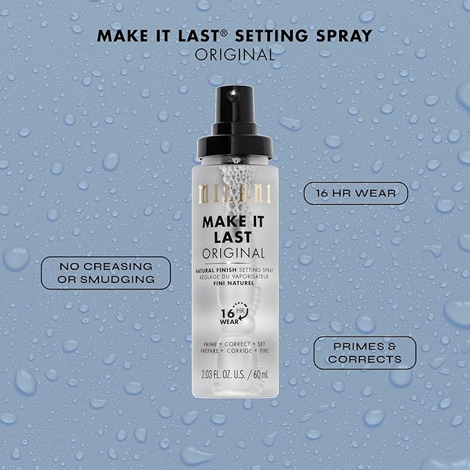 Milani Setting Spray + Primer, Make It Last Original - Natural Finish with Niacinamide for Hydration, Setting Spray for Makeup and Face Primer, 3-in-1 Prime + Hydrate + Set, 2.03 Fl. Oz - 2 Pack