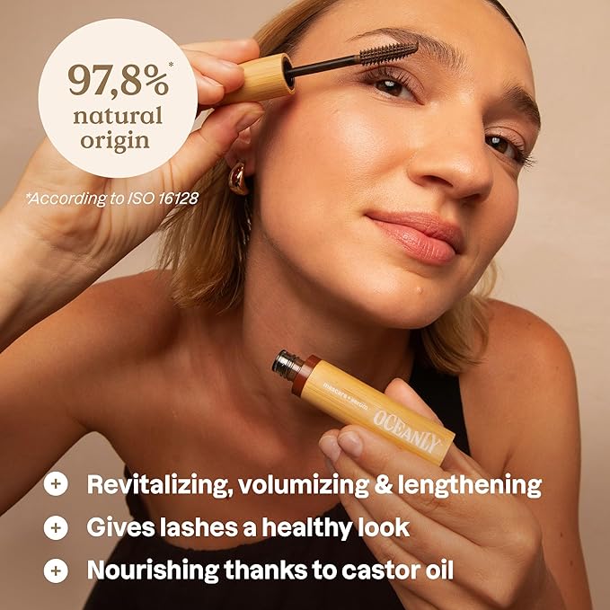 ATTITUDE Oceanly Serum Infused Mascara, EWG Verified, Eye Lash Serum, Length + Volume, Vegan Beauty and Makeup, Brown, 0.24 Oz