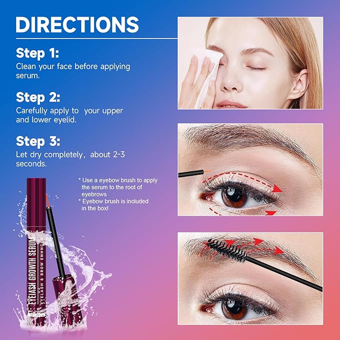 Eyelash Growth Serum, Eyelash Serum for Fuller, Thicker and Longer-Looking Lashes, Advanced Lash Enhancement Natural Formula Vegan Cruelty-Free 5ML