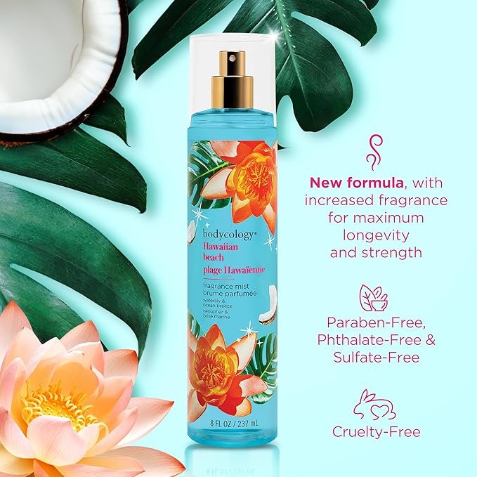 Bodycology Long-Lasting Fragrance Body Mist, Hawaiian Beach, 8 fl oz
