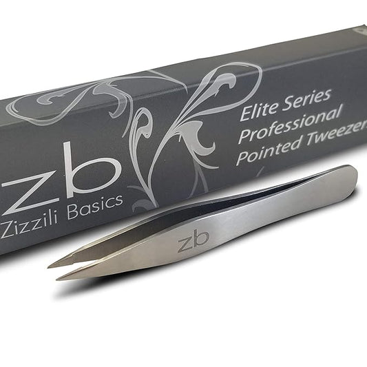 Elite Series Pointed Tweezers - Sharp Precision Tips + Surgical Grade Stainless Steel Tweezer for Professional Eyebrow and Facial Hair Removal