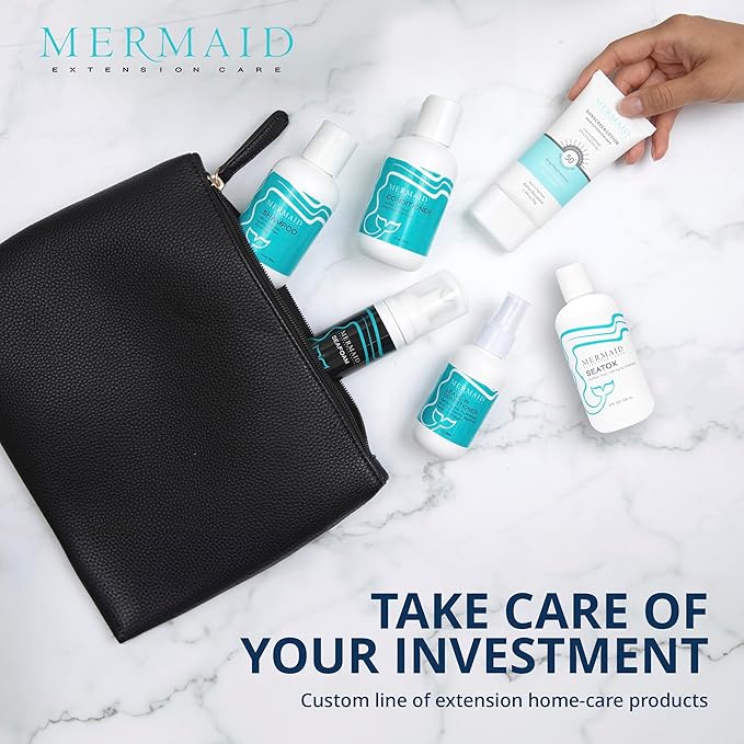 Mermaid Extension Hair Care Shampoo & Conditioner Combo | Oil-Free Gentle Moisturizing Salon Grade Hydrating | Plant-Based Sulfate & Paraben-Free Color-Safe Vegan Formula | (16 oz)