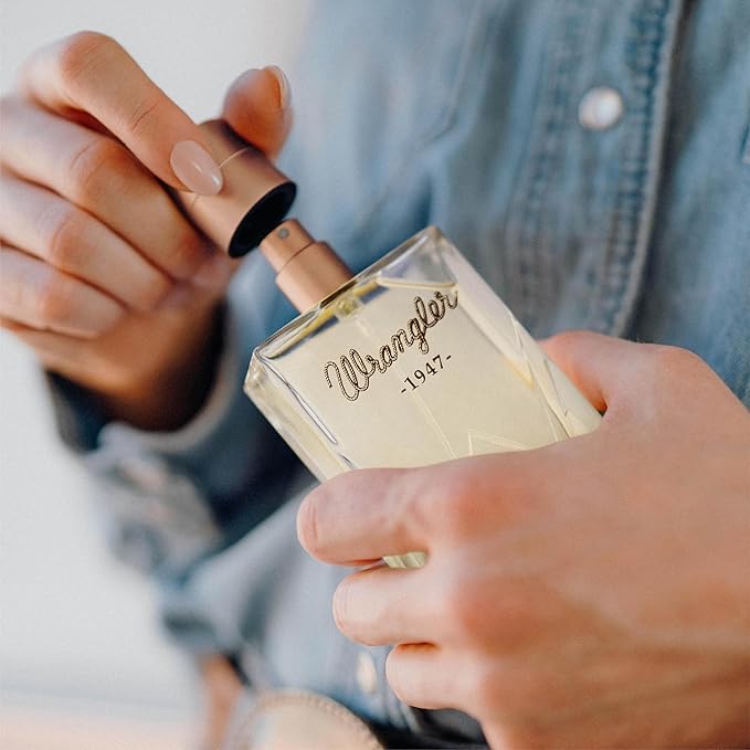 Wrangler 1947 Perfume by Tru Western, 2.5 fl oz, Jasmine, Denim, White Leather, and Amber Drops Scented Eau de Parfum