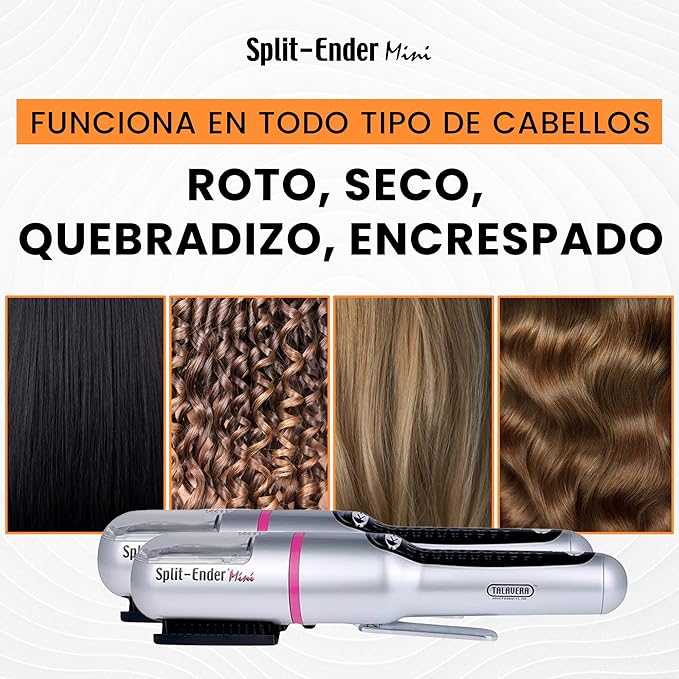 Mini - The Original Cordless Split End Hair Trimmer Automatic 3 AAA Battery Home Care Clipper 2-in-1 for Dry Damaged Splitting Broken Brittle Straight Curly Frizzy Beauty Styling - Pink