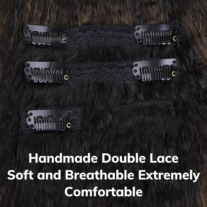 IDN BEAUTY Clip In Hair Extensions Real Human Hair, 24 Inch 120g 7pcs, 1B/6/1B Balayage Natural Black to Chestnut Brown Kinky Straight Clip Ins Remy Hair Clip Ins Real Human Hair Black Women