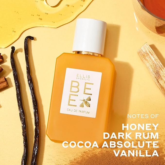 Ellis Brooklyn BEE Eau de Parfum, Honey Vanilla Perfume for Women, Warm & Spicy Scent with Sandalwood, Cocoa, and Dark Rum – Clean, Gourmand Fragrance, Paraben & Phthalate Free,100ml / 3.4 Fl Oz