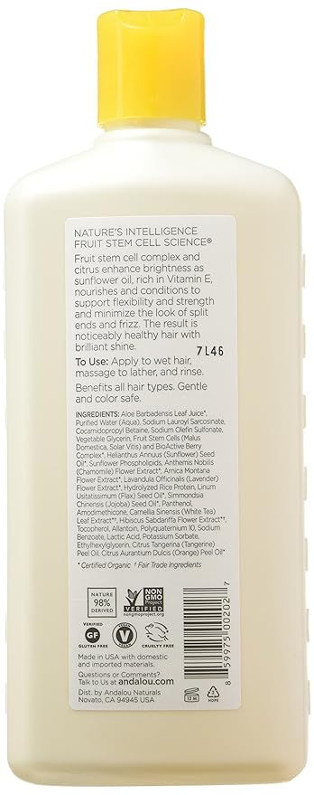 Andalou Naturals Sunflower and Citrus Brilliant Shine Shampoo, 11.5 Ounce