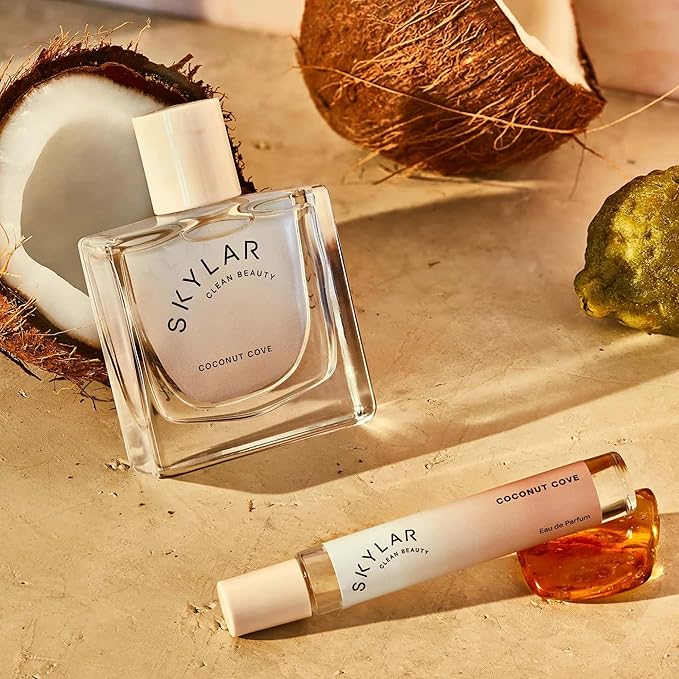 Skylar Coconut Cove Eau de Parfum - Hypoallergenic & Clean Perfume for Women & Men, Vegan & Safe for Sensitive Skin-Fruity Fresh Perfume with Notes of Bergamot, Coconut & Ambrox - 10mL /0.33 Fl oz