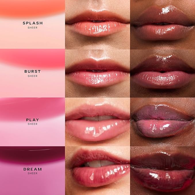 Saie Glossybounce - Hydrating Lip Gloss and Tinted Lip Oil Hybrid with Hyaluronic Acid & Jojoba Oil for Non-Sticky, Ultra-Shiny, Plump & Soft Lips - Everyday Makeup Essential - Splash (.17 oz)