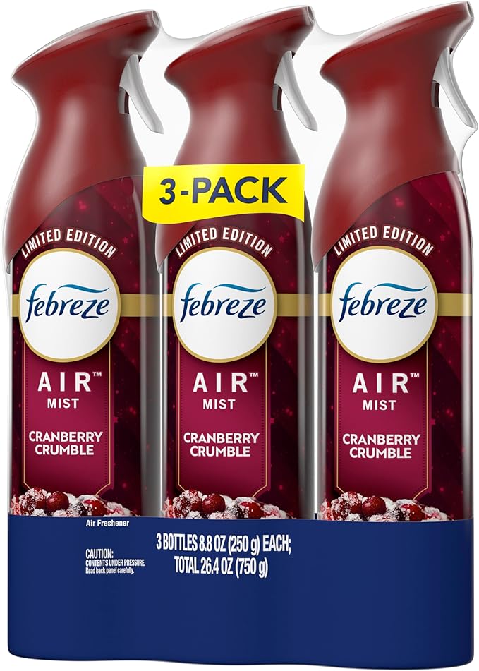 Febreze Air Freshener Spray, Odor-Fighting Room Spray, Cranberry Crumble Scent, 8.8oz, 3 Count