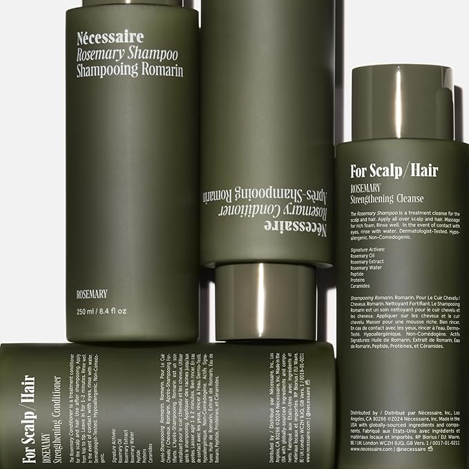 Nécessaire Rosemary Hair Duo | Multi-Protien Strengthening Shampoo + Conditioner For Thinning Hair. For Women + Men. Good For All Hair Types/Textures. Free Of Sulfates. Color-Safe. 250 ml / 8.4 oz