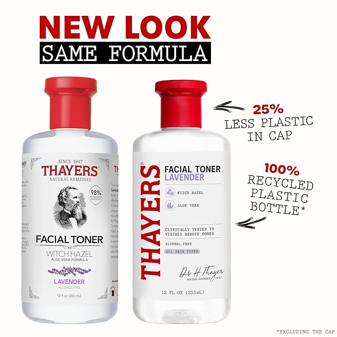 THAYERS Alcohol-Free, Hydrating Lavender Witch Hazel Facial Toner with Aloe Vera Formula, Vegan, Dermatologist Tested and Recommended, 12 Oz (Packaging May Vary)