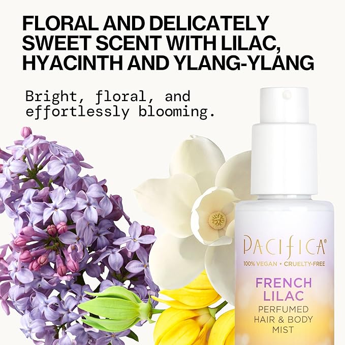 Pacifica French Lilac Perfumed Hair & Body Mist, Alcohol-Free Spray Designed For Head-To-Toe Wear, Vegan & Cruelty-Free, 6 Fl Oz