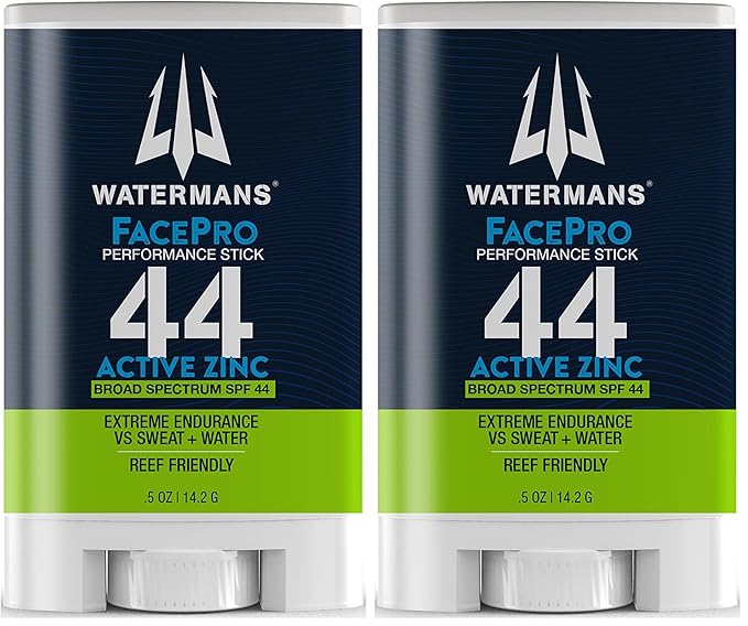 Watermans FacePro SPF 44 Sunscreen Stick - Zinc Oxide Mineral Sunscreen, Reef Safe, Broad Spectrum (Pack of 2)
