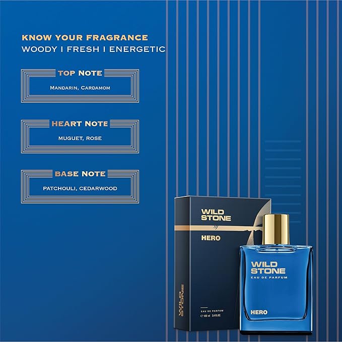 Hero Perfume for Men| Luxury Eau De Parfum | Long-Lasting Fragrance | Best Gift for Him l Premium Perfume for Men l Infused with Aromatic & Marine Notes 100 ml 3.4 Fl oz