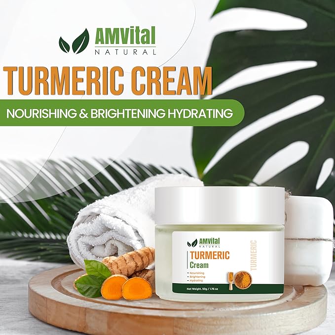 AMVital Turmeric Cream - Natural Cream for Face With Turmeric and Plant-Based Ingredients - Lightweight and Smooth Suitable for All Skin Types