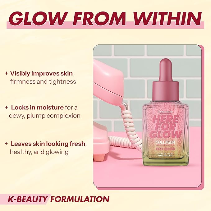 Collagen Face Serum - Dermatologist Tested, Anti-Aging, Korean Skin Care, Hydrates & Improves Elasticity - Strengthens Skin’s Barrier, Retains Water - Vegan, Paraben-Free, 1.35 Fl. Oz