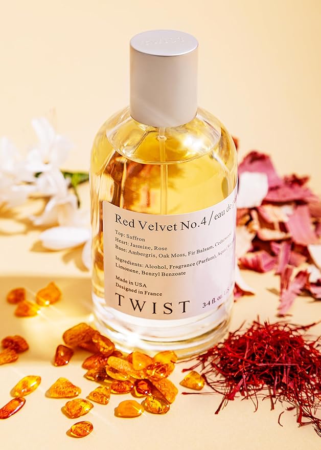 Twist - Red Velvet No. 4 - Eau De Parfum Inspired by MFK Baccarat Rouge 540, Long-Lasting Perfume For Women & Men, Paraben Free, Vegan, Clean Ingredients, Unisex - Spray 100 ml | 3.4 fl. oz.