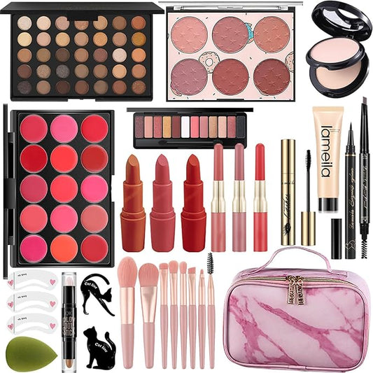 MISS ROSE M All In One Makeup Kit, Makeup Kit for Women Full Kit,Multipurpose Women's Cosmetics Set,Beginners and Professionals Alike,Easy to Carry(DLS-Pink)