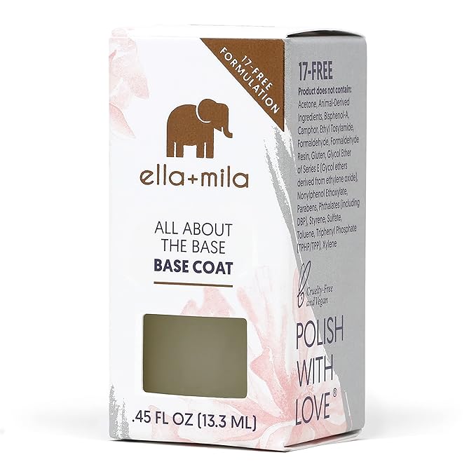ella+mila All About the Base - Coat Nail Polish - Long-lasting Ridge Filler Base Coat - Nail Care that Helps Smooth & Fill Natural Nails (0.45 fl oz)