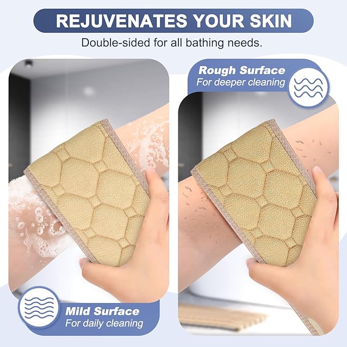 Exfoliating Back Scrubber with Handles, 38.5 Inch Double-Sided Back Exfoliator Body Scrub Towel, Exfoliating Washcloth Bath Tool for Use in Shower, Back Washer to Deep Clean Your Skin for Men & Women