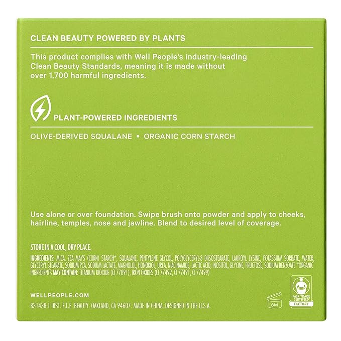 Well People Superpowder Bronzing Powder, Hydrating Baked Bronzing Powder For A Natural Glow, Semi-matte Finish, Vegan & Cruelty-free, Bronze