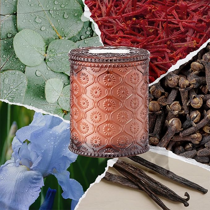 LA JOLIE MUSE Christmas Candle | Hearth & Velvet Flames | Saffron, Clove & Vanilla | 6 oz Natural Soy Wax | 40-Hour Clean Burn | Christmas Gift for Women & Family