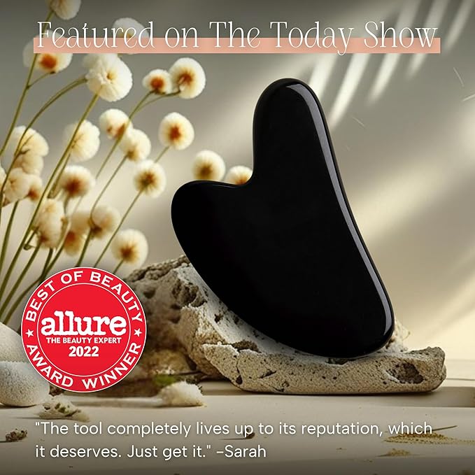 Mount Lai Obsidian Gua Sha Facial Tool – The Stone of Transformation – 100% Genuine Black Obsidian Stone Face Sculpting Tool for Lymphatic Drainage, Puffiness Reduction & Jaw Tension Relief