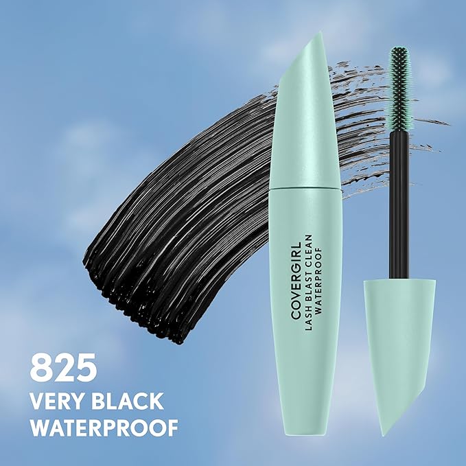 CoverGirl Lash Blast Clean Volume Waterproof Mascara, Vegan Formula, Volumizing, Smudge-Proof, Very Black, 1 Count