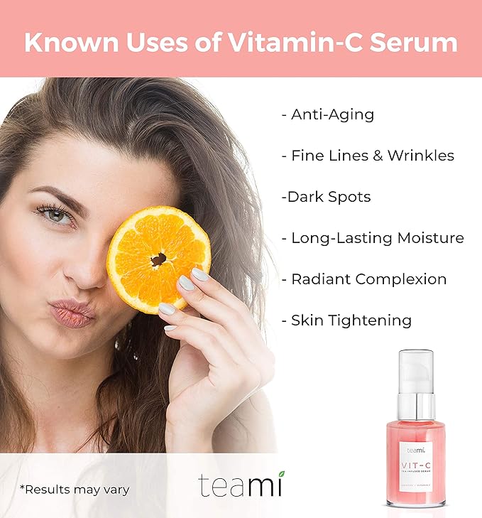 Teami Topical Vitamin C Serum with Hyaluronic Acid, Collagen, Salicylic Acid and Vitamin E Oil - Popular brightening K Beauty vitamin c serum - Anti Aging Korean Face Serum for Glass Skin (1 oz)