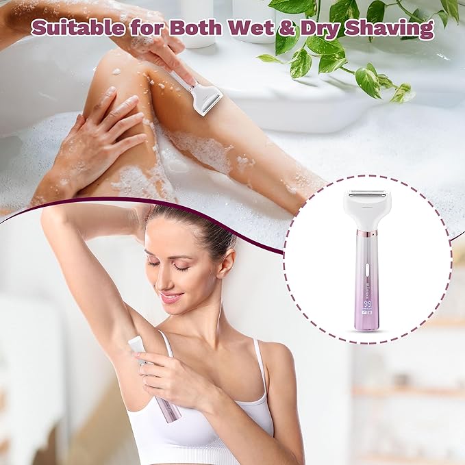 Electric Shavers Razors for Women, 5 in 1 Bikini Trimmer for Women, Wet/Dry Womens Electric Shaver Razor, Face Shaver for Face Nose Eyebrow Arms Armpit Legs Pubic Area, Facial Hair Removal