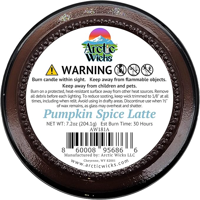 Arctic Wicks Scented Coconut Beeswax Candles | Coconut Beeswax Non Toxic Candle 9oz Amber | Farmhouse Candles Non-Toxic Clean Burn 100% USDA Certified Biobased (Pumpkin Spice Latte)