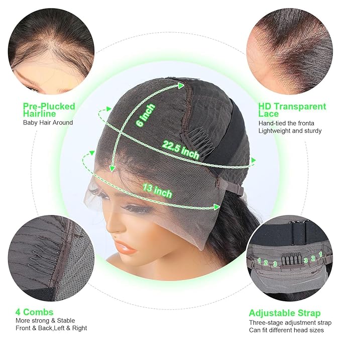 HD Lace Front Wigs Human Hair Deep Wave Wig 200 Density 13x6 Human Hair Lace Front Wigs for Women Pre Plucked Glueless Curly Wigs 26 Inch Deep Wave Lace Frontal Wigs Human Hair Natural Color
