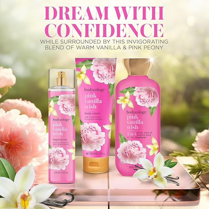Bodycology Long-Lasting Fragrance Body Mist, Pink Vanilla Wish, 8 fl oz