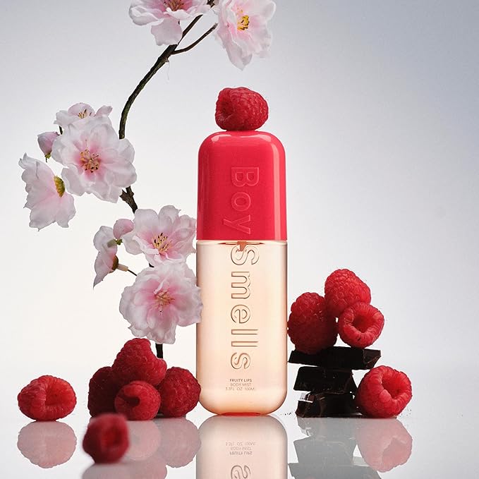 Boy Smells Fruity Lips Body Mist – Sweet Fruity Perfume for Women - Long Lasting Body Fragrance with Raspberry, Cherry Blossom & Cocoa Butter Scent - 8oz