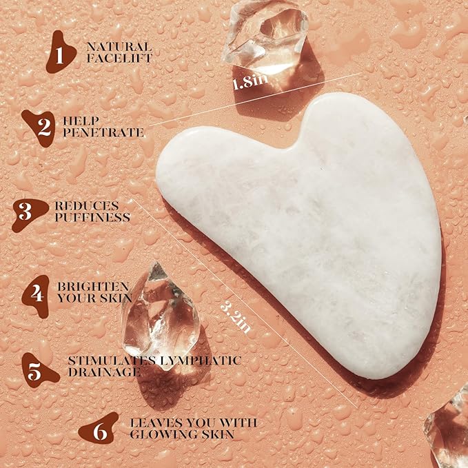 BAIMEI IcyMe Jade Roller & Gua Sha Set Face Roller and Gua Sha Facial Tools for Skin Care Routine and Puffiness, Self Care Gift for Men Women - White