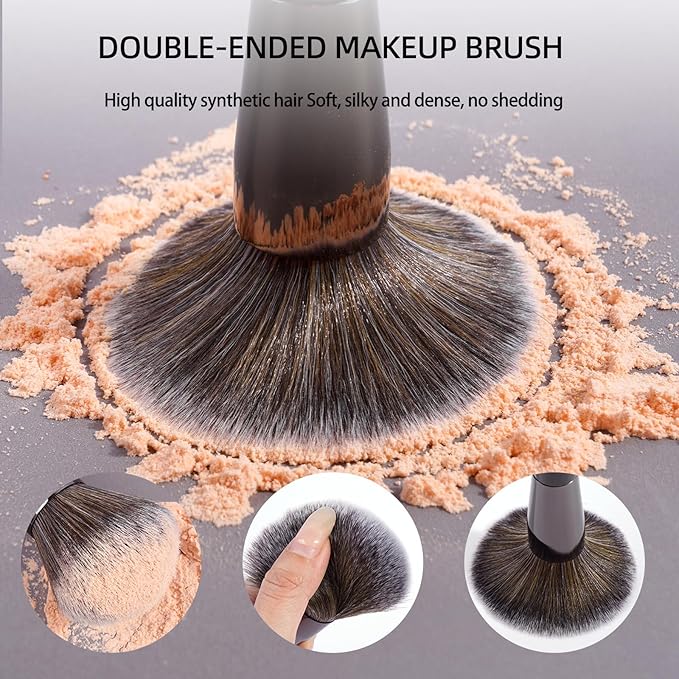 MAANGE 20 Pcs Makeup Brushes with Gift Box, Double-End Multi-functional Makeup Brushes for Blending Liquid Powder Concealer Cream Blush Buffe,Black