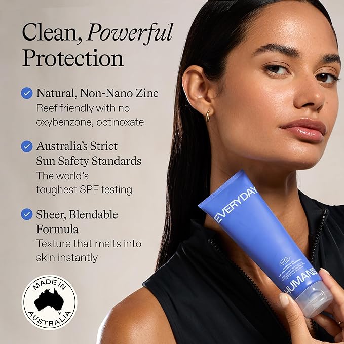 Everyday Humans Sheer Guard Natural Mineral Sunscreen SPF 50 3.4 oz | Zinc Oxide, Clean, Reef-Friendly Travel Size Face and Body | Fragrance-Free, Water Resistant UVA/UVB Protection | Beach Defence