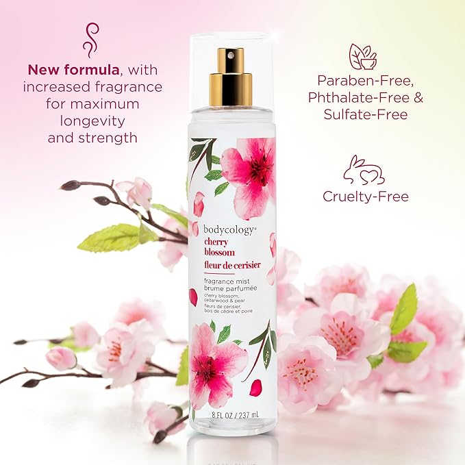 Bodycology Long-Lasting Fragrance Body Mist, Cherry Blossom, 8 fl oz