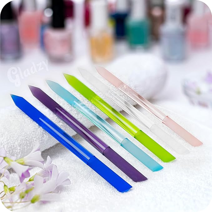 GLADZY Glass Cuticle Pusher - Manicure Cuticle Stick - Crystal Glass Cuticle Remover - Professional Nail Care Tool - Genuine Czech Quality Premium File Set